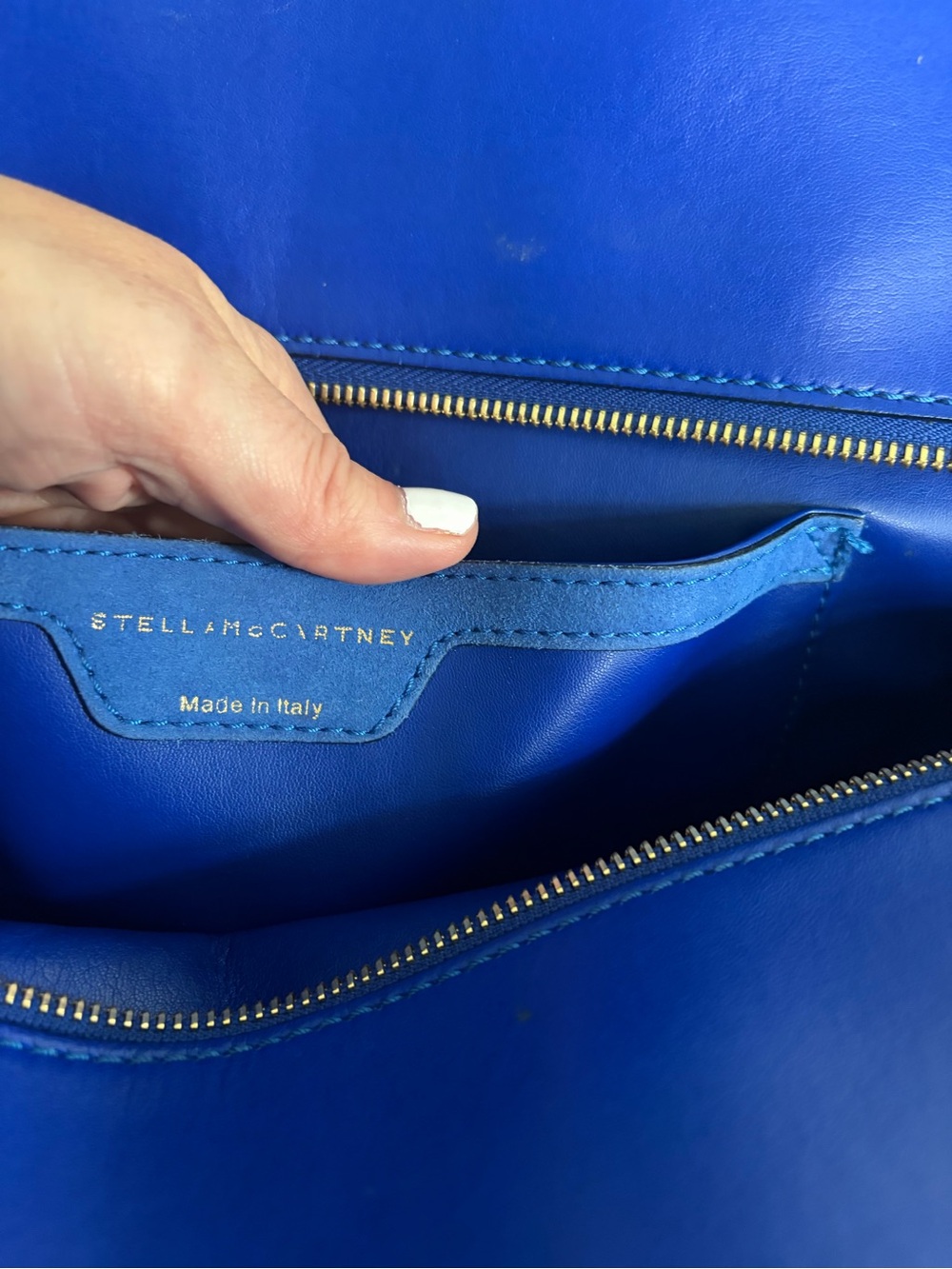 Stella McCartney Blue Faux Leather & Suede Cavendish Boston tote - Picture 10 of 14